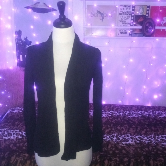 H&M Black Stretch Knit Open Cardigan - Picture 2 of 3